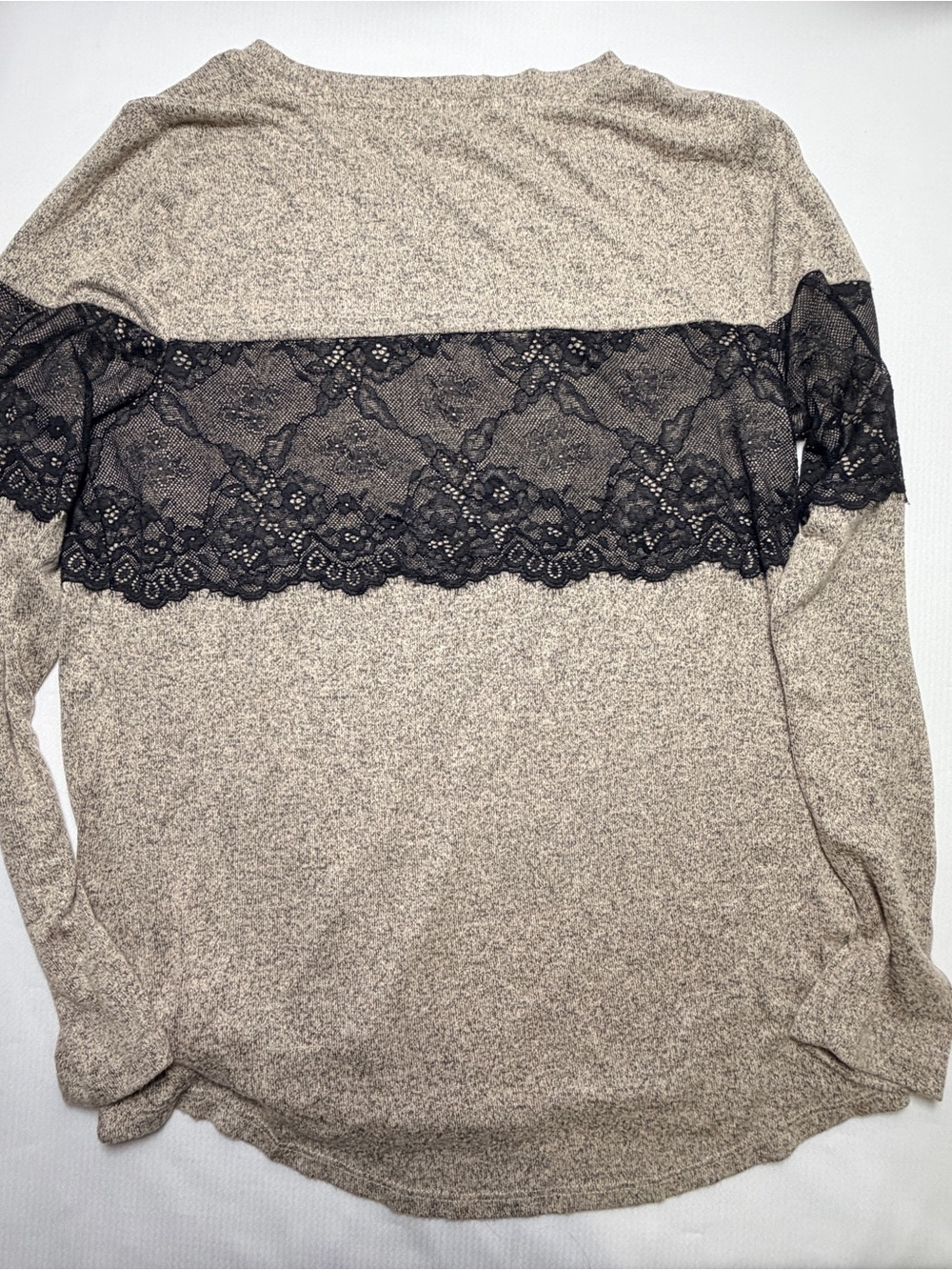 Maurices Solid Lace Knot Hem Mixer Tee.